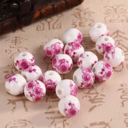 10pcs Round 6mm 8mm 10mm 12mm Flower Patterns Ceramic Porcelain Loose Spacer Beads Lot For Jewelry Making DIY Bracelet Findings