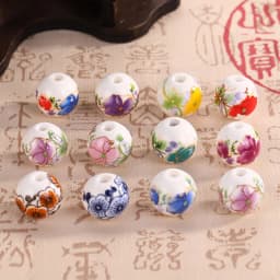 10pcs Round 6mm 8mm 10mm 12mm Flower Patterns Ceramic Porcelain Loose Spacer Beads Lot For Jewelry Making DIY Bracelet Findings