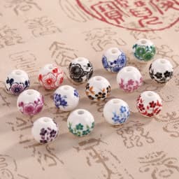 10pcs Round 6mm 8mm 10mm 12mm Flower Patterns Ceramic Porcelain Loose Spacer Beads Lot For Jewelry Making DIY Bracelet Findings