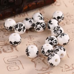 10pcs Round 6mm 8mm 10mm 12mm Flower Patterns Ceramic Porcelain Loose Spacer Beads Lot For Jewelry Making DIY Bracelet Findings