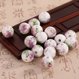 10pcs Round 6mm 8mm 10mm 12mm Flower Patterns Ceramic Porcelain Loose Spacer Beads Lot For Jewelry Making DIY Bracelet Findings