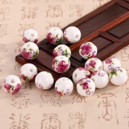 10pcs Round 6mm 8mm 10mm 12mm Flower Patterns Ceramic Porcelain Loose Spacer Beads Lot For Jewelry Making DIY Bracelet Findings