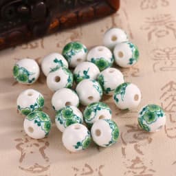 10pcs Round 6mm 8mm 10mm 12mm Flower Patterns Ceramic Porcelain Loose Spacer Beads Lot For Jewelry Making DIY Bracelet Findings