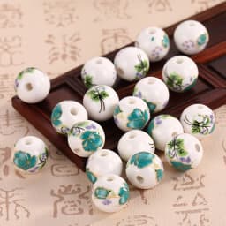 10pcs Round 6mm 8mm 10mm 12mm Flower Patterns Ceramic Porcelain Loose Spacer Beads Lot For Jewelry Making DIY Bracelet Findings