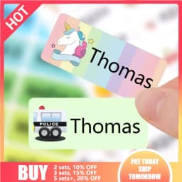 Custom Hebrew Waterproof Self-adhesive Baby Name Sticker Personalized Kids School Label Kindergarten Stationery Tag