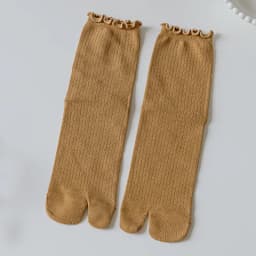 Women'S Flip Flop Sandal Split Toe Socks Agaric edge Solid Color Women Split 2 Toe Foot Finger Cotton Socks Warm Mid Tube Socks