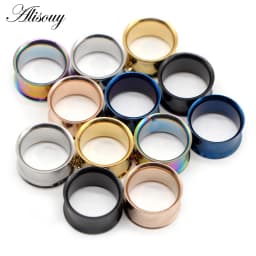 Alisouy 2pcs Ear Plug Kit Surgical Steel No-Screw Fit Ear Gauges Tunnel Expander Body Piercing Flare Earrings Plugs Stretching