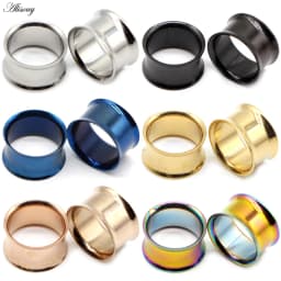 Alisouy 2pcs Ear Plug Kit Surgical Steel No-Screw Fit Ear Gauges Tunnel Expander Body Piercing Flare Earrings Plugs Stretching
