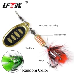 FTK Spinner Bait 7.5g 12g 17.5g Hard Spoon Bass Lures Metal Fishing Lure With Feather Treble Hooks For Pike Fishing