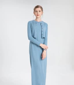 AS 2024 summer woman clothes cardigan Ankle Length maxi dress nature fiber ribbing fabric clothing ( Ship in 1 day)