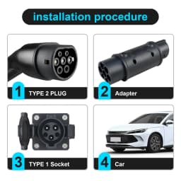 Kolanky 32A 7.2 KW Type 2 to Type 1 Adapter Type 1 To Type 2 Conventor Type 2 To GBT Adapter Charging Electric Vehicle Cars