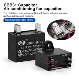 2Pcs CBB61 Air Conditioner External Fan Start Capacitor Motor Run Capacitor 450V 1UF 1.2UF 1.5UF 2UF 2.5UF 3UF 3.5UF 4UF 4.5UF