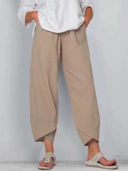 Women Cotton Linen Harem Pants Vintage Printed Wide Leg Trousers Casual Solid Pockets Harajuku High Waist Baggy Pants Joggers