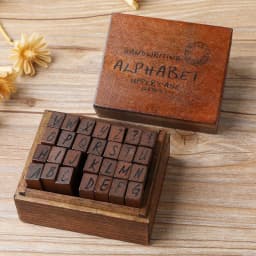 Journal Go 28pcs Alphabet Number Week Stamps Vintage Wooden Letter Stamp Set for Craft Card Making Planner Scrapbooking Journals