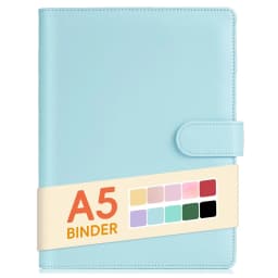 A5 Binder PU Leather 6-Ring Notebook Binder Cover for A5 Filler Paper, Refillable A5 Personal Planner Binder with Magnetic