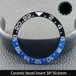 Sloping 38mm*30.6mm Ceramic Bezel GMT and Diving Watch Insert For 40mm Mens Watch Replace Watch Face Watch Bezel Inserts