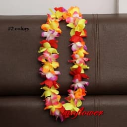 Hawaiian Flower Necklace Leis Artificial Garland Hawaii Beach Party Decoration Fancy Dress Luau Wedding Birthday Cosplay