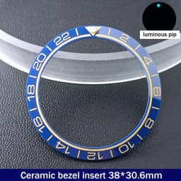 Sloping 38mm*30.6mm Ceramic Bezel GMT and Diving Watch Insert For 40mm Mens Watch Replace Watch Face Watch Bezel Inserts