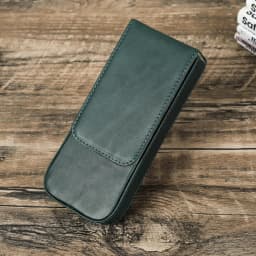 CONTACTS FAMILY Genuine Leather 3 Slots Pen Case With Removable Pen Tray Holder Pencil Case Men Woman Girls Office School Pouch