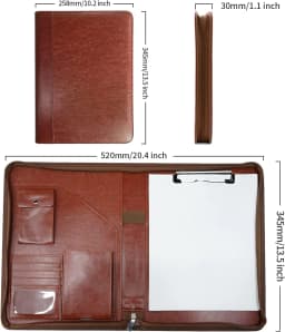 A4 Multifunctional Conference Folder Business Stationery Folder Leather Contract File Folders Zippered Organizer Card Holder