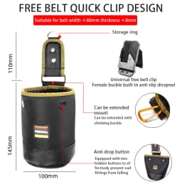 Tool Bag Tool Pouch for Woodworking Electrician Mechanic 1680D Rotatable Quick-hanging Nail Tool Bag Man Gift Tool Organizer
