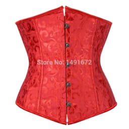 Sapubonva Black Corset Underbust Top Plus Size Satin Waist Cincher Sexy Gothic Workout Corsets Lingerie Korsett Women White Red