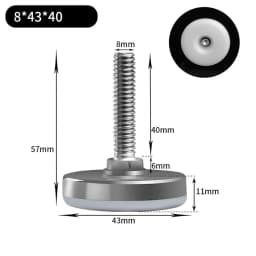 Leveling Foot Base, M6, M8, M10, Screw Height Adjustable, Dia 30mm, 35mm, 43mm, 50mm, 2 Pcs, 4 Pcs, 8 Pcs