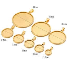 5pc Stainless Steel Bases 10/15/16/18/20/30/35/40mm Cabochon Cameo Base Tray Bezel Blank Necklace Pendant For DIY Jewelry Making