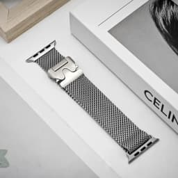 Titanium Band for Apple Watch Ultra 3 4 49mm 44 45 46mm 40 41 Series 12 10 Natural Milanese Loop IWatch Secure Parachute Buckle