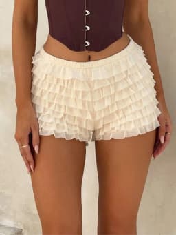 Y2K Aesthetic Shorts Fairycore Ruffles Multi-layers Shorts Loungewear Women High Waist Frilly Bloomers 00s Retro Pumpkin Pants