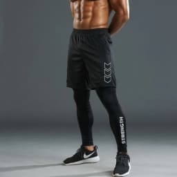Men's 2 In1 Compression Sport Pants Quick Dry Training Athletic Pants Male Gym Fitness Jogging Running Workout Trousers