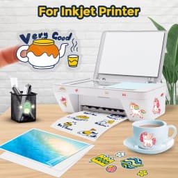 100% Transparent Printable Vinyl Sticker Paper Self-adhesive 10 Sheets A4 Glossy White Copy Paper DIY Labels for Inkjet Printer