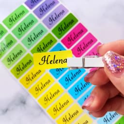 120pcs 30x13mm Hebrew Names Stickers Children Labels Water Proof Decals Multi Color Labels Tags Gold Laser Paper Any Language