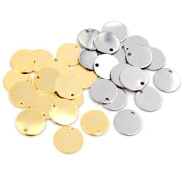 6 -25mm 30pcs Round Charms 316 Stainless Steel Gold Plated Round One Hole Charm DIY Necklace Pendant Jewelry Finding