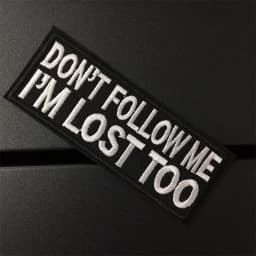 DON'T FOLLOW ME Size: 10x3.8cm Clothes Patches Stripe for Clothing Black and White Letter Iron On Stickers DIY Embroidered Patch