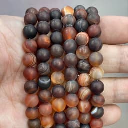 Natural Orange Stripe Onyx Agates Round Beads Diy Bracelet Necklace for Jewelry Making Accessories 15" Strand 4 6 8 10 12 14MM