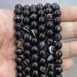 Natural Orange Stripe Onyx Agates Round Beads Diy Bracelet Necklace for Jewelry Making Accessories 15" Strand 4 6 8 10 12 14MM