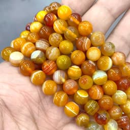 Natural Orange Stripe Onyx Agates Round Beads Diy Bracelet Necklace for Jewelry Making Accessories 15" Strand 4 6 8 10 12 14MM