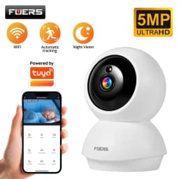 Fuers 5MP WiFi Camera Works With Tuya Smart Home Indoor Wireless IP Surveillance Camera Automatic Tracking Security Baby Monitor