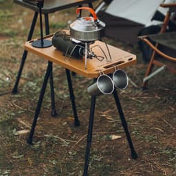 Folding Camping Table with Carry Bag, Height Adjustable Lightweight Desk, Two-Sides Hanging Cookware Table for Hiking, Picnic