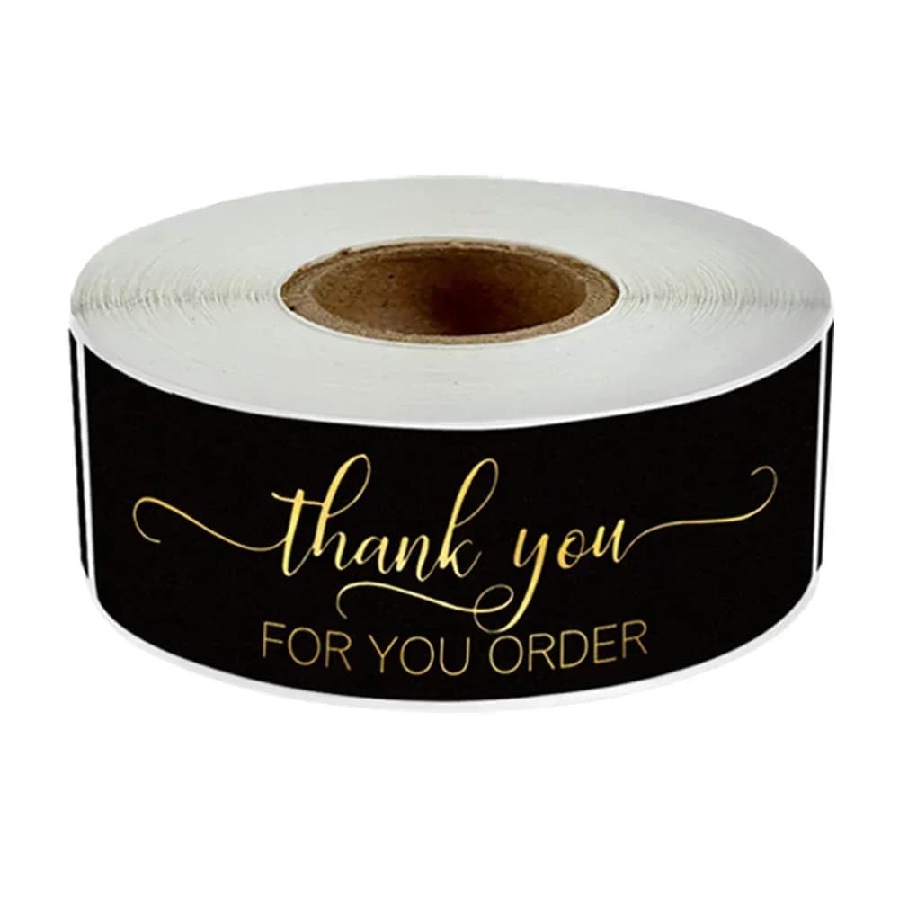 120Pcs Rectangle Thank You For Your Order Sticker for Packaging Stationery Stickers Roll Black Pink Transparent Thank You Labels