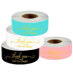 120Pcs Rectangle Thank You For Your Order Sticker for Packaging Stationery Stickers Roll Black Pink Transparent Thank You Labels