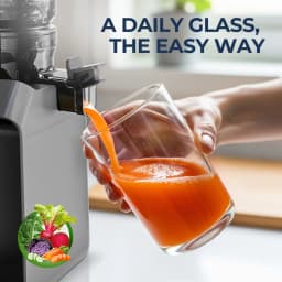 ROUNY Slow Juicer, Cold Press Extractor with Filter-Free, Easy Clean Electric Fruit Juicer Machine with Large Caliber, Black