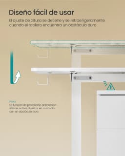 SONGMICS Electric Height Adjustable Desk, 60 x 140 x (72-120) cm, 4 Memory Heights, Storage Pocket, for Home Office, Study