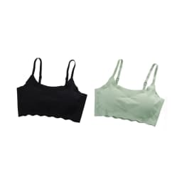 2Pcs/Set Ice Silk Seamless Bra Women Wave Hem Comfort Bralette Everyday Underwear Removable Pads Bra Top Sexy Lingerie S-XXL