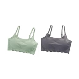 2Pcs/Set Ice Silk Seamless Bra Women Wave Hem Comfort Bralette Everyday Underwear Removable Pads Bra Top Sexy Lingerie S-XXL