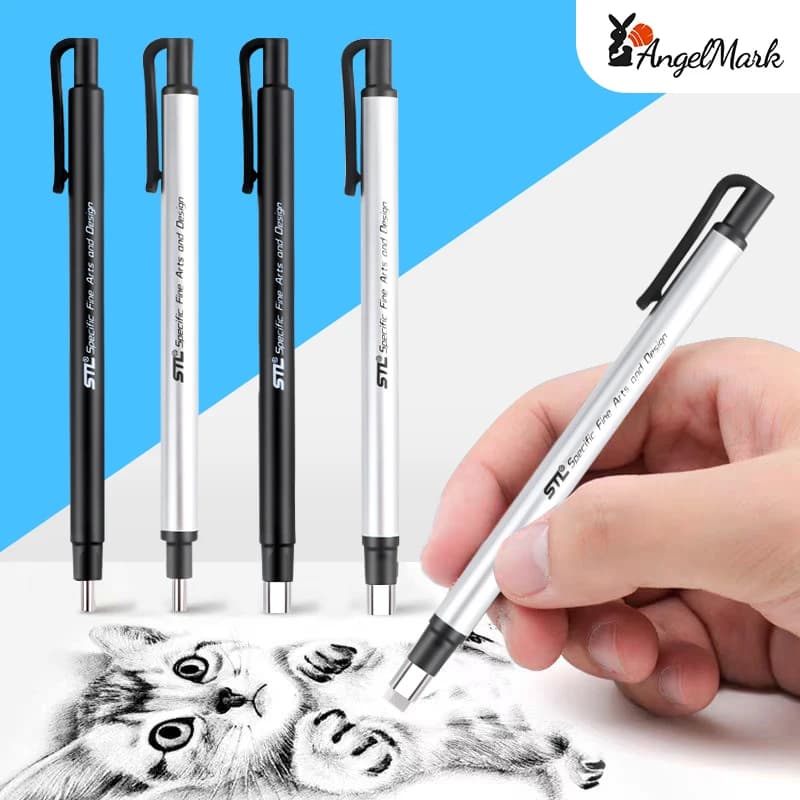 AngelMark Eraser Retractable Automatic Pencil Rubber High Precision Pencil Eraser Correction Tools School Office Stationery