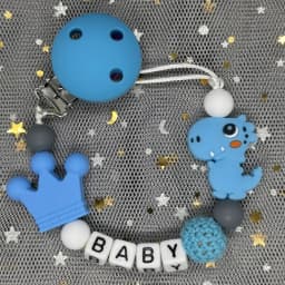 Hot Sale Custom Personalized Name Handmade Pacifier Clip Holder Silicone Dinosaur Pacifier Chain Baby Teether Teether Chain Gift