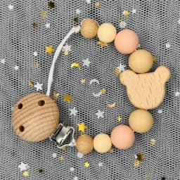 Custom Name Wood Personalized Baby Pacifier Chain Clip Silicone Bead Dummy Nipple Holder With Name Teether Pendant Newborn Gift