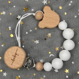 Custom Name Wood Personalized Baby Pacifier Chain Clip Silicone Bead Dummy Nipple Holder With Name Teether Pendant Newborn Gift